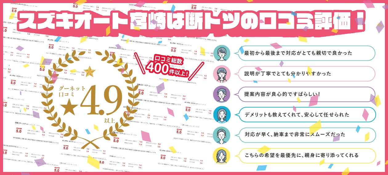 スズキオート宮崎は断トツの口コミ評価!